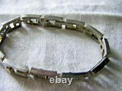 Sterling Silver Link Artisan Made T Hall Bracelet 1/4 X 7-3/8