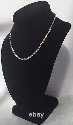 Sterling Silver Marked 925 Made in Italy 15'' Spiral Chain Necklace Used In Box