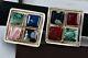 Sterling Silver Men's Hand Made Square Polished Gemstones Cufflinks