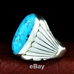 Sterling Silver Men's Turquoise Ring Size 10.5 Native American Made - R71 D z