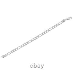 Sterling Silver Mens Figaro Link Chain Necklace Bracelet Set Made in Italy
