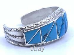 Sterling Silver Native American Made Genuine Turquoise Cuff Bracelet. Solid 48gr