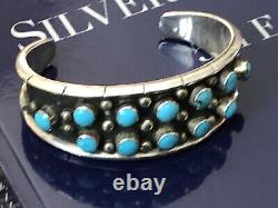 Sterling Silver Native American Navajo made Turquoise Cuff Bracelet