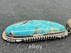 Sterling Silver Native Made J Nelson huge turquoise pendant heavy