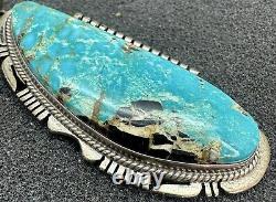 Sterling Silver Native Made J Nelson huge turquoise pendant heavy