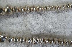 Sterling Silver Navajo Indian Die Stamped Hand Made Bench Beads Beaded Necklace