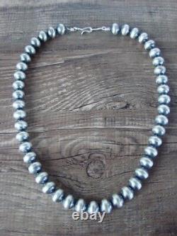 Sterling Silver Navajo Pearl 16 Hand Made Necklace by Mariano