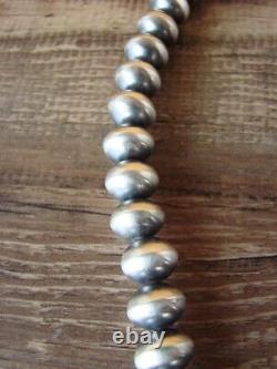 Sterling Silver Navajo Pearl 20 Hand Made Necklace by Mariano