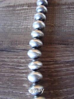 Sterling Silver Navajo Pearl 24 Hand Made Necklace by Mariano