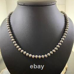 Sterling Silver Navajo Pearl Necklace Length 26 / 6 mm For Women