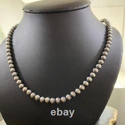 Sterling Silver Navajo Pearl Necklace Length 26 / 6 mm For Women