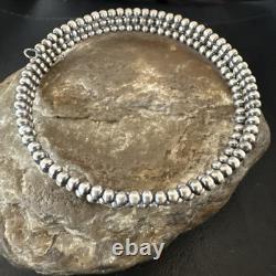 Sterling Silver Navajo Pearls 3mm Beads Stainless Steel Wire Wrap Bracelet 90313