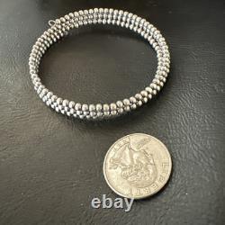 Sterling Silver Navajo Pearls 3mm Beads Stainless Steel Wire Wrap Bracelet 90313