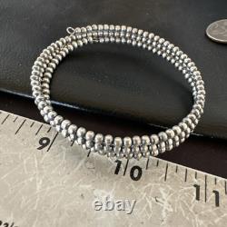Sterling Silver Navajo Pearls 3mm Beads Stainless Steel Wire Wrap Bracelet 90313