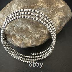 Sterling Silver Navajo Pearls 3mm Beads Stainless Steel Wire Wrap Bracelet 90313