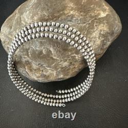 Sterling Silver Navajo Pearls 3mm Beads Stainless Steel Wire Wrap Bracelet 90313