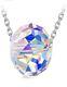 Sterling Silver Necklace Made With Swarovski Crystal in Aurora Borealis Ball