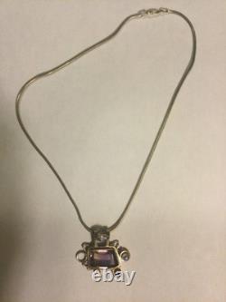 Sterling Silver Necklace Made in Italy and Gemstone Pendant