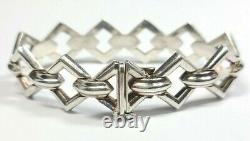 Sterling Silver Odd Diamond Link Bracelet 7 Inches Made in Italy