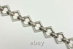 Sterling Silver Odd Diamond Link Bracelet 7 Inches Made in Italy