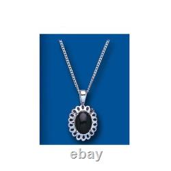 Sterling Silver Onyx Pendant 18 Chain British Made 925 Hallmarked