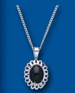 Sterling Silver Onyx Pendant 18 Chain British Made 925 Hallmarked