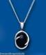 Sterling Silver Onyx Pendant 18 Chain Oval Solitaire 925 Hallmark British Made