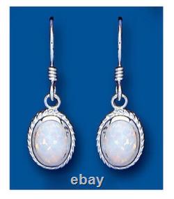 Sterling Silver Opal Earrings Drops 925 Hallmark British Made