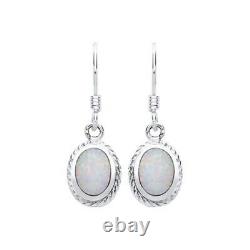 Sterling Silver Opal Earrings Drops 925 Hallmark British Made