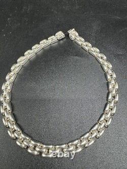 Sterling Silver Panther Choker Made In Italy
