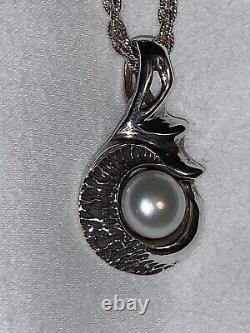 Sterling Silver Pearl Pendant And Chain Custom Made By Rainfire Jewelry Unique