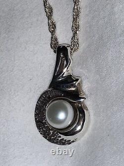 Sterling Silver Pearl Pendant And Chain Custom Made By Rainfire Jewelry Unique