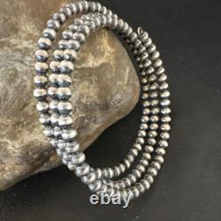 Sterling Silver Pearls 4mm Beads Stainless Steel Wire Wrap Bracelet 90413