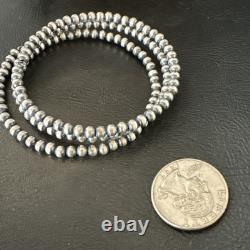 Sterling Silver Pearls 4mm Beads Stainless Steel Wire Wrap Bracelet 90413