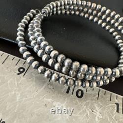 Sterling Silver Pearls 4mm Beads Stainless Steel Wire Wrap Bracelet 90413