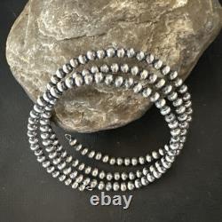 Sterling Silver Pearls 4mm Beads Stainless Steel Wire Wrap Bracelet 90413