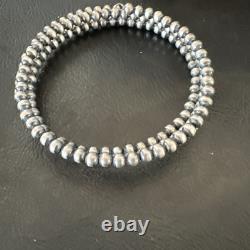 Sterling Silver Pearls 4mm Beads Stainless Steel Wire Wrap Bracelet 90413