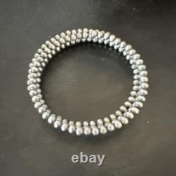 Sterling Silver Pearls 4mm Beads Stainless Steel Wire Wrap Bracelet 90413
