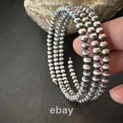 Sterling Silver Pearls 4mm Beads Stainless Steel Wire Wrap Bracelet 90413