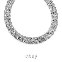 Sterling Silver RH-plate with4 in ext. Choker Necklace 16 Made In Italy