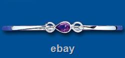 Sterling Silver Real Amethyst Bangle British Made Hallmarked