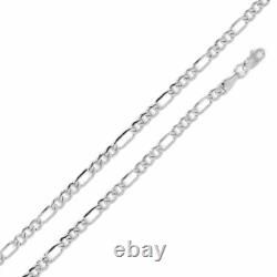 Sterling Silver Rhodium Finish 4mm Figaro Chain Necklace, Made in Italy
