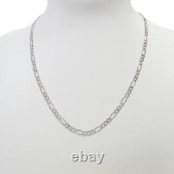Sterling Silver Rhodium Finish 4mm Figaro Chain Necklace, Made in Italy
