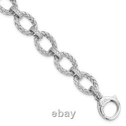 Sterling Silver Rhodium-plated CZ Woven Link Bracelet 7.25 Made In Italy