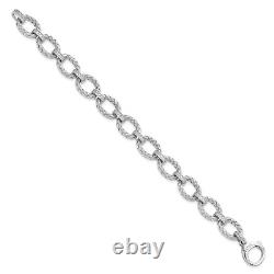 Sterling Silver Rhodium-plated CZ Woven Link Bracelet 7.25 Made In Italy