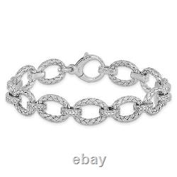 Sterling Silver Rhodium-plated CZ Woven Link Bracelet 7.25 Made In Italy