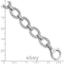 Sterling Silver Rhodium-plated CZ Woven Link Bracelet 7.25 Made In Italy