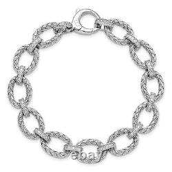 Sterling Silver Rhodium-plated CZ Woven Link Bracelet 7.25 Made In Italy