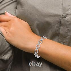 Sterling Silver Rhodium-plated CZ Woven Link Bracelet 7.25 Made In Italy