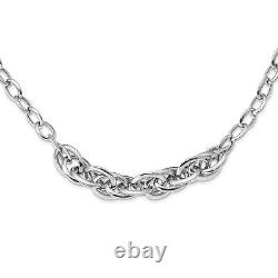 Sterling Silver Rhodium-plated Fancy Link Necklace 18 Made In Italy